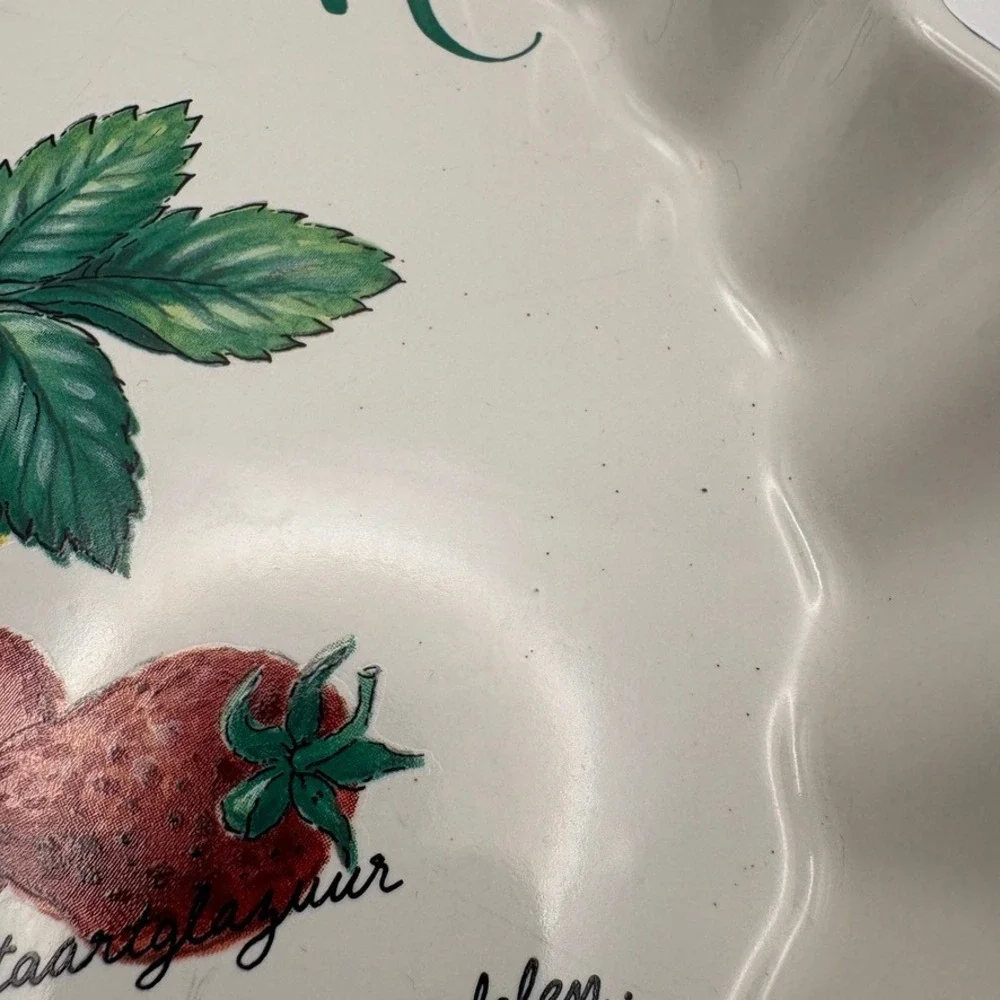 Vintage Japan Ceramic Aardbeientaart Strawberry Tart Recipe Fluted Quiche Dish